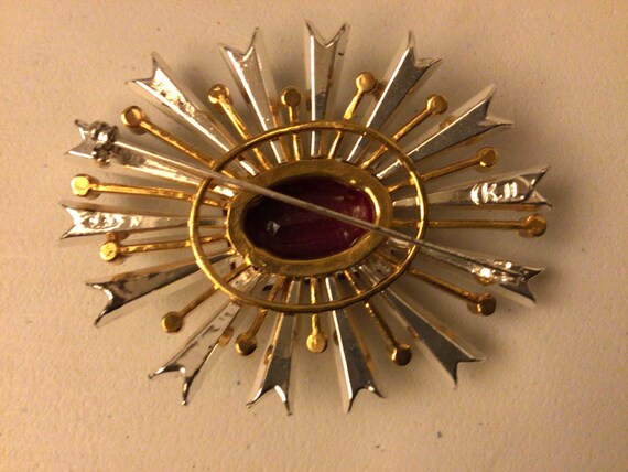 Kenneth Jay Lane silver and gold tone starburst b… - image 3