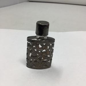 vintage 925 sterling silver over glass  perfume bottle