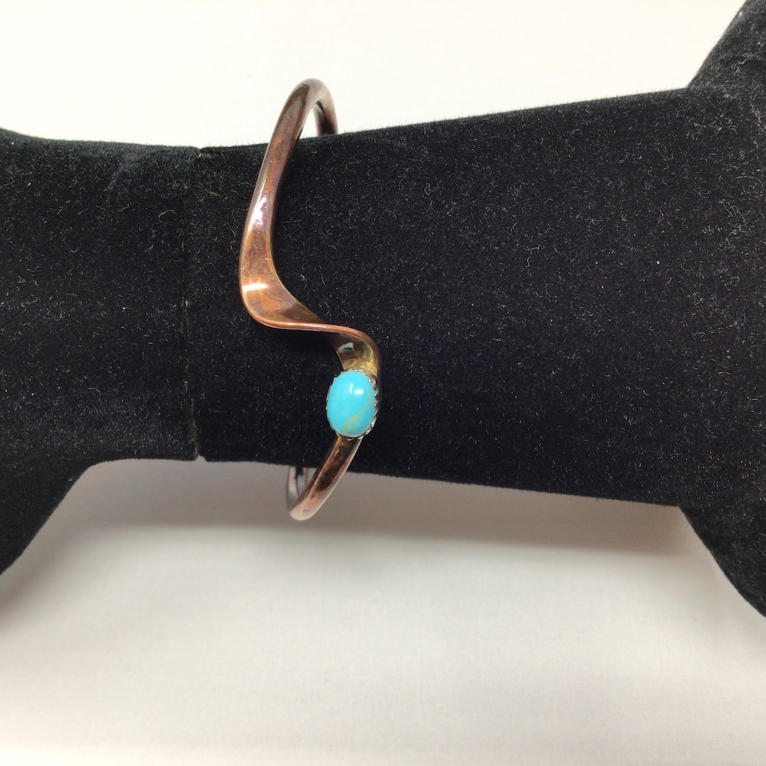 Turquoise Breacket Southwestern Style Copper and Turquoise Bracket Artist Signed - Etsy