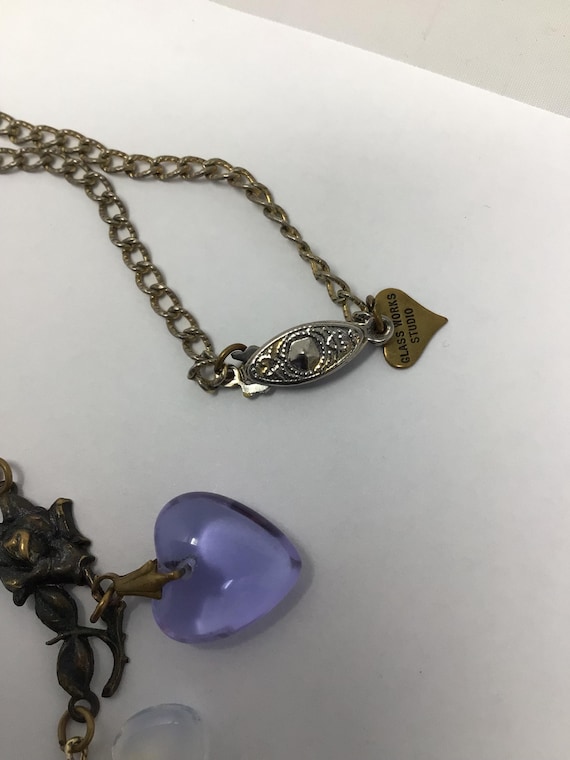 Vintage glass works studio heart charm necklace View 4