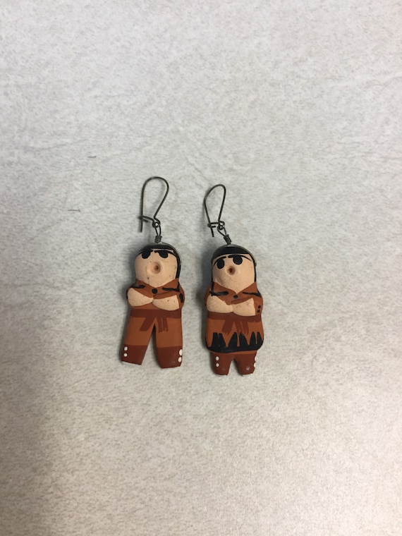 Vintage Ceramic Storyteller Earrings - image 1