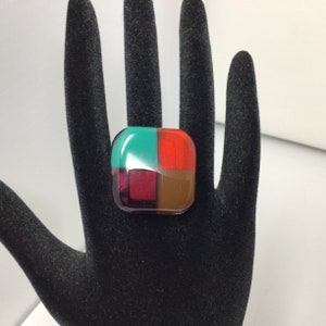 Colette Malouf 925 silver and Fused Glass Adjustable Ring