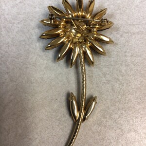 Vintage Black Crystal Flower Brooch image 2