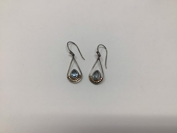 925 silver and blue Topaz hook earrings - image 1