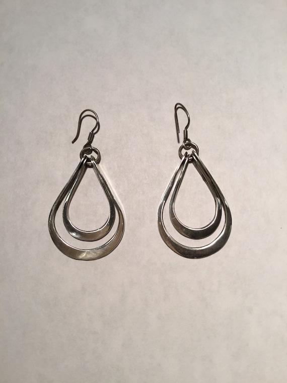 Sterling silver Double Teardrop Dangle Earrings