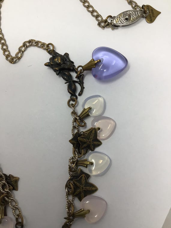 Vintage glass works studio heart charm necklace View 3