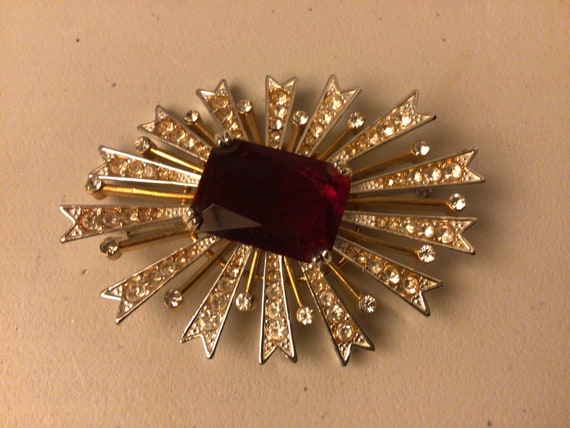 Kenneth Jay Lane silver and gold tone starburst b… - image 1