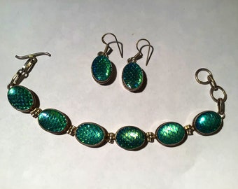 Vintage 925 silver bracelet and earrings set