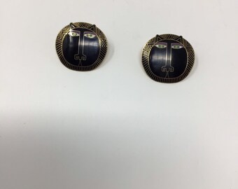 Laurel Burch pierced earrings “Moon Tiger”