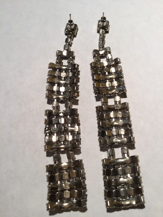 Vintage Jet Black Rhinestone Dangle Earrings - image 2