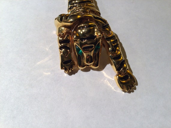 Vintage gold tone articulated tiger brooch - image 3