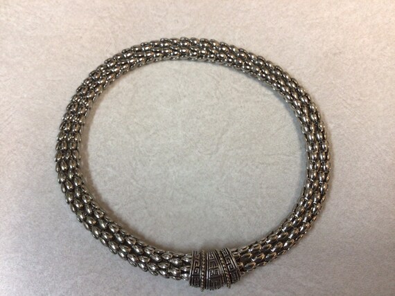 Silver Tone Necklace Nubby Mesh With Magnetic Closure - Etsy display picture 2
