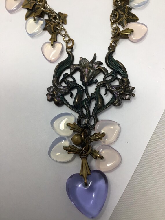 Vintage glass works studio heart charm necklace View 2
