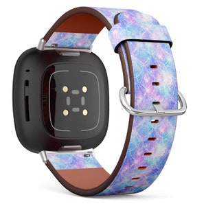 Fitbit Charge / Versa / Sense Vegan Leather Watch Band Handmade Bracelet - Mermaid Galaxy Pattern Print