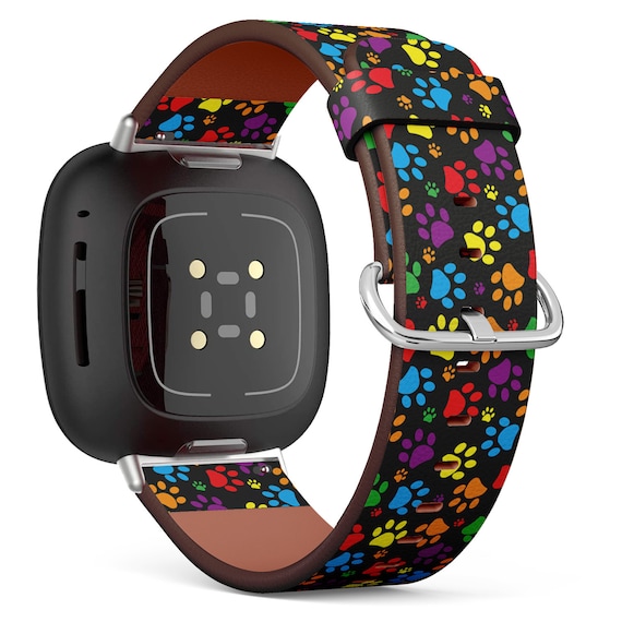 Fitbit Charge 2 3 4 5 2 3 4 5 Versa 2 3 4 Sense Vegan Leather Watch Band Handmade Bracelet Colorful Dog Paws Print Etsy