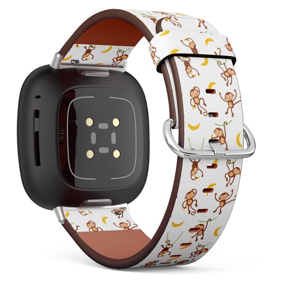 Fitbit Charge 2 3 4 5 Versa Sense Vegan Leather Watch Band Handmade Bracelet Cute Monkeys Doodle Print Etsy UK