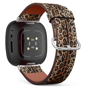 Fitbit Charge 2,3,4,5 2,3,4,5 / Versa 2,3,4 / Sense veganistische leren horlogeband handgemaakte armband - wilde luipaardprint