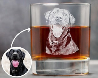 Custom Pet Memorial Photo Rock Glass - Engraved Dog Picture Whiskey Glass
