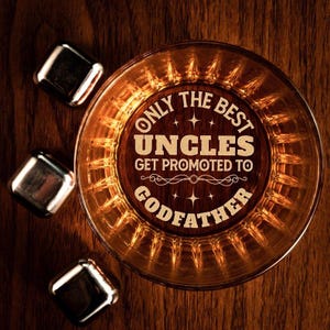 Personalized Godfather Whiskey Glass Gifts for Him - Custom Father&#39;s Day Gift on Rock Glass - Thank You Gift For Godfather
