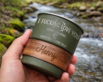 Custom I F-king Love Travel Mug, Engraved Funny Anniversary Gifts For Husband, Father's Day Gift From Wife