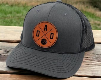 Custom Basketball Dad Leather Patch Cap - Personalized Father's Day Gift for Basketball Lover