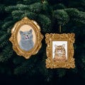 Personalized Cat Ornament, Custom Watercolor Pet Portrait from Picture, Vintage Style Frame Christmas Ornament