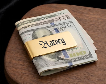 Custom Monogram Money Clip For Men, Engraved Gothic Money Holder, Groomsmen Gift, Father's Day Gift for Dad, Anniversary Gift for Husband