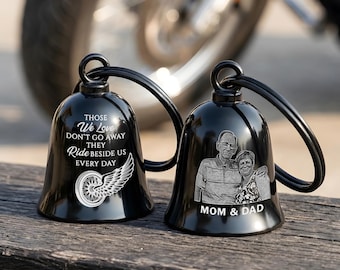 Personalized Memorial Photo Gremlin Bell, Custom Motorcycle Bell for Biker, Guardian Angel Keepsake Gifts