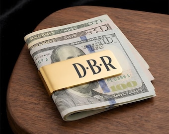 Personalized Monogram Money Clip For Dad, Custom Initial Name Money Holder For Husband, Engraved Gift For Groomsmen