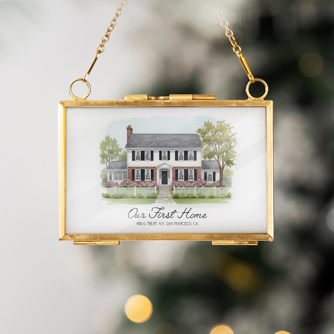 Custom Watercolor House Painting Frame Ornament, New Home Christmas ...