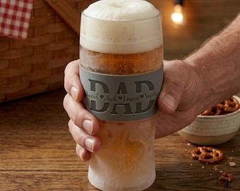 Personalized Freeze Beer Glass, Engraved Fathers Day Gifts, Double Wall Insulated Tumbler for Cold Drinks