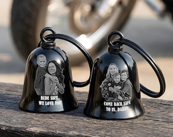 Custom Photo Motorcycle Guardian Bell, Personalized Gift for Biker, Father's Day Gifts