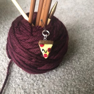 Pizza stitch markers - polymer clay stitch markers for knitting and crocheting, kawaii pizza stitch markers