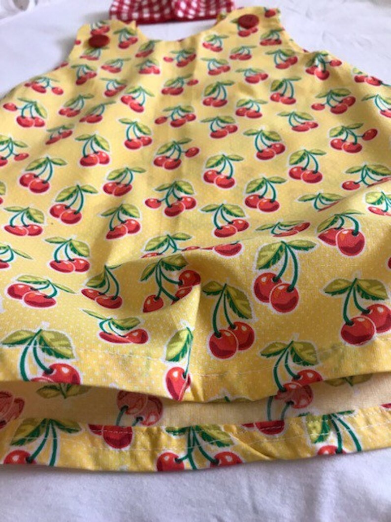Toddler Jumper PINAFORA DRESS Cotton Dress Cherries Dress Sun Dress Girl\u2019s Dress 12-18 months