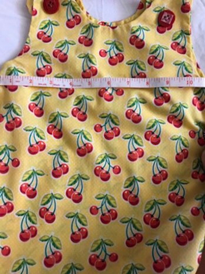Toddler Jumper PINAFORA DRESS Cotton Dress Cherries Dress Sun Dress Girl\u2019s Dress 12-18 months