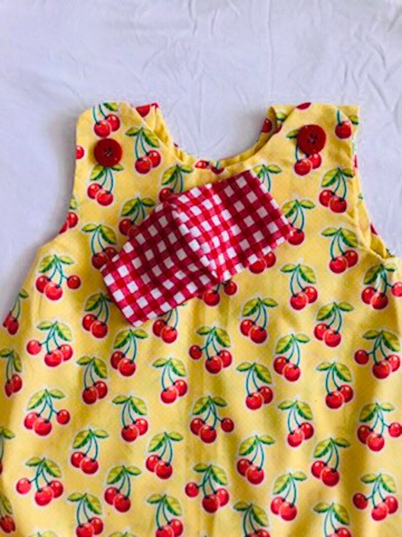 Toddler Jumper PINAFORA DRESS Cotton Dress Cherries Dress Sun Dress Girl\u2019s Dress 12-18 months