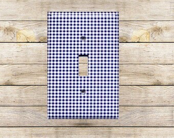 Navy Gingham Decorative Switch Plate