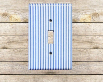 Blue Stripes Decorative Switch Plate