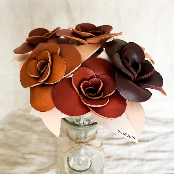 Personalized leather Rose with date or initials