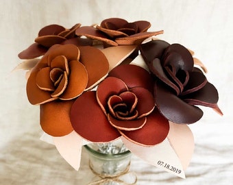 Personalized leather Rose with date or initials