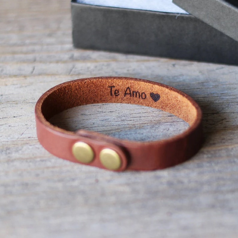 Personalized Leather Bracelet // 1 year anniversary gift for boyfriend 