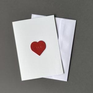 3rd Anniversary Card // Leather heart stamped with initials