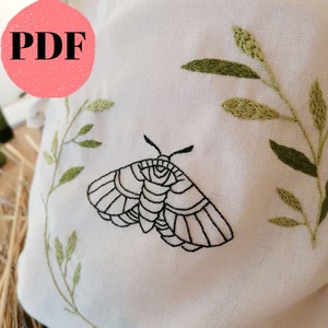 Moth Embroidery pattern| Moth PDF Pattern | Moth embroidery design | PDF|PDF Embroidery Pattern | Instant Download