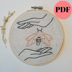 Moth Embroidery Pattern: Beginner-Friendly DIY Guide (Digital Download)
