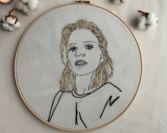 Girl embroidery portrait |Hand embroidery wall art |Handstitched woman portrait