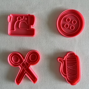 Sewing cookie cutters | Embroidery cookie cutters | Cookie cutter set embroidery machine, scissor, thread spool, button