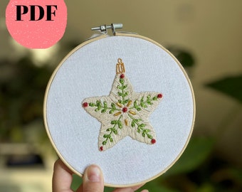 Embroidery Pattern |Embroidery Design| Christmas Star Embroidery Pattern | Holiday Embroidery pattern