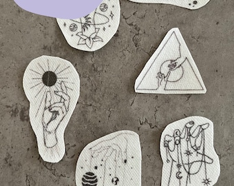 Hands and Planets Embroidery Stickers: Stick and Stitch, Water-Soluble
