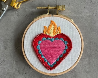 Heart Embroidery Hoop | Wall Decor | Hand-Stitched Art |  Valentine's day gift