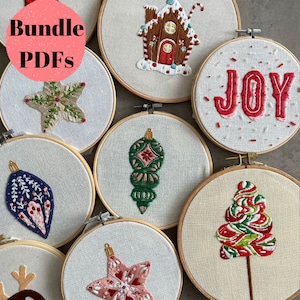 Bundle Embroidery Patterns | Chrsitmas Embroidery Designs | Christmas Embroidery Patterns